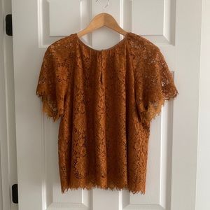 J. Crew Lace Blouse Top Mustard Yellow L